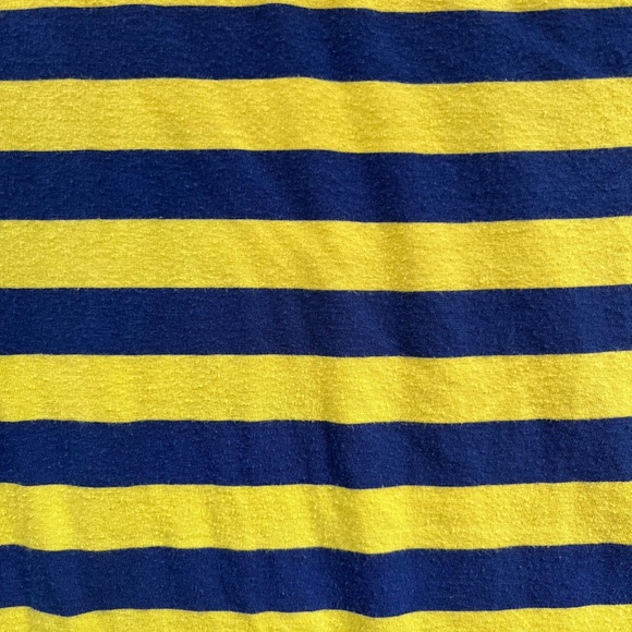 Banana Republic Navy Blue and Neon Yellow Striped V-Neck Shirt, Size Small - Picture 5 of 5